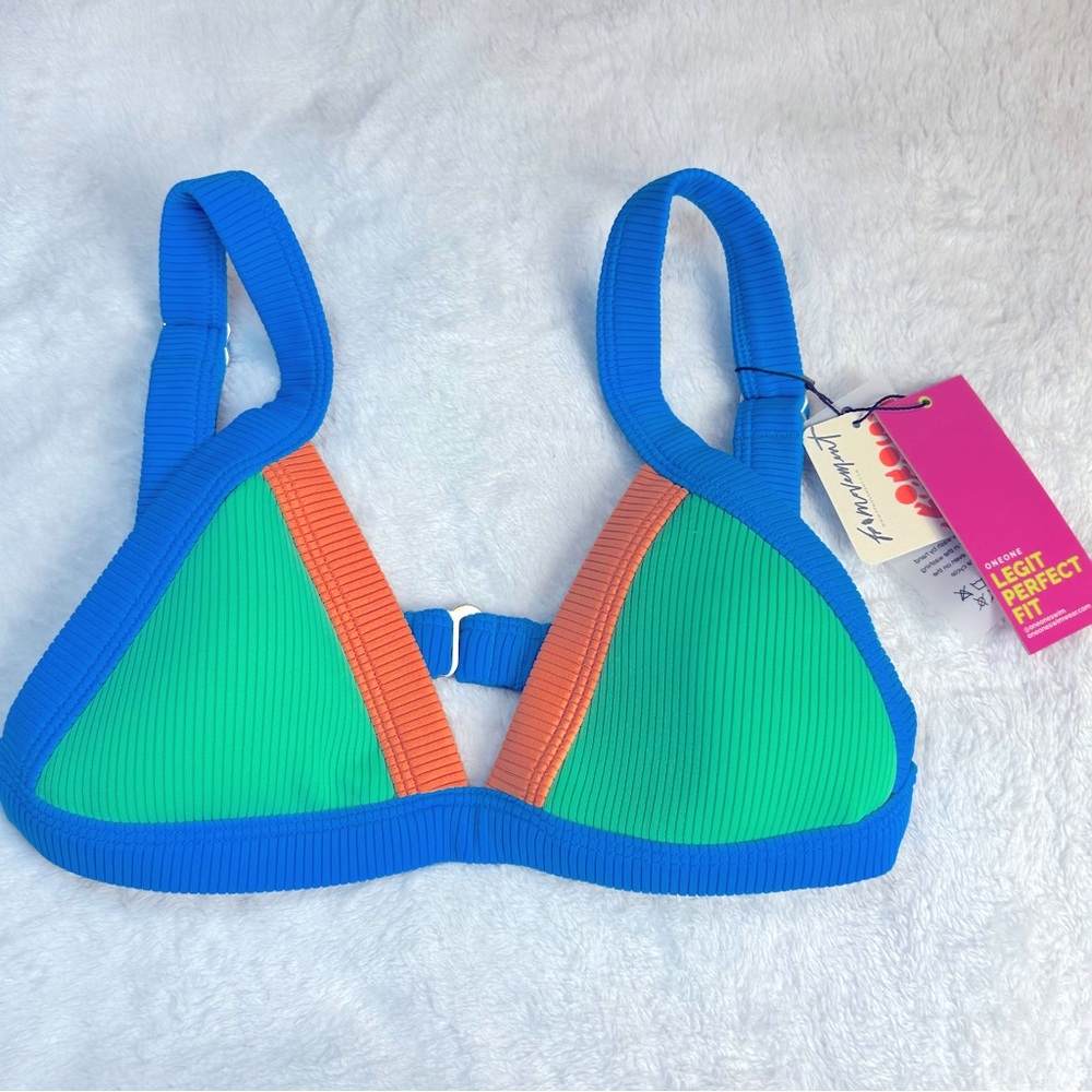 NWT One One Free People swimwear bikini top & bottom Small color block 2 piece